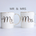 Personalised Wedding Gift 'Mr And Mrs' Ceramic Coffee Mug With Gold Printing.